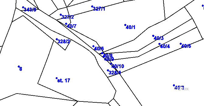 Parcela st. 40/8 v KÚ Rápošov, Katastrální mapa