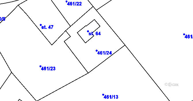 Parcela st. 461/24 v KÚ Útěšenovice, Katastrální mapa