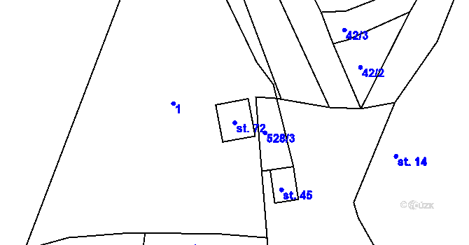 Parcela st. 72 v KÚ Útěšenovice, Katastrální mapa