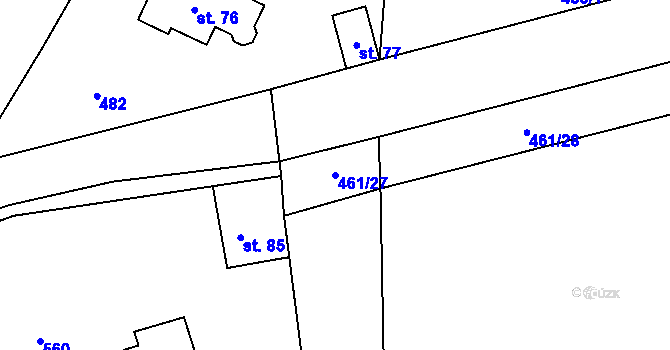 Parcela st. 461/27 v KÚ Útěšenovice, Katastrální mapa