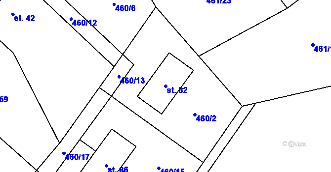 Parcela st. 82 v KÚ Útěšenovice, Katastrální mapa