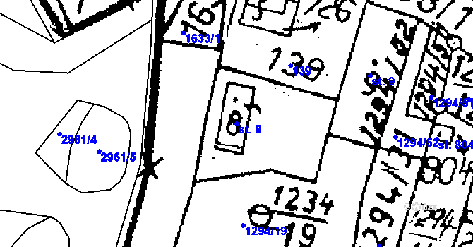 Parcela st. 8 v KÚ Zbraslavice, Katastrální mapa