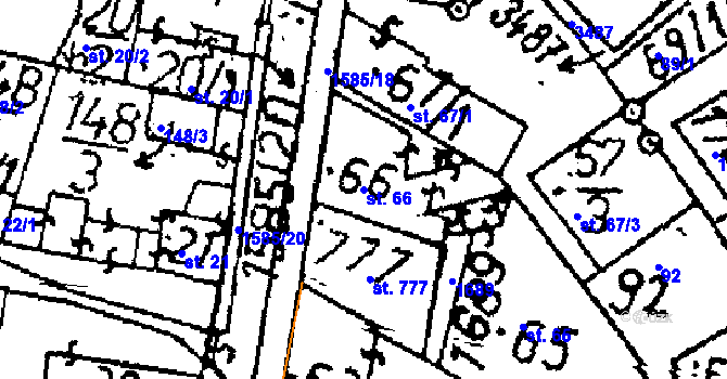 Parcela st. 66 v KÚ Zbraslavice, Katastrální mapa