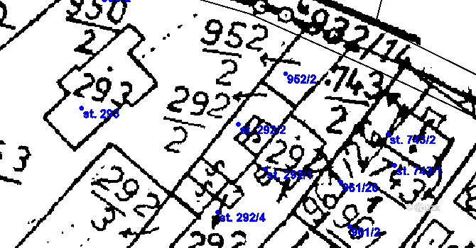 Parcela st. 292/2 v KÚ Zbraslavice, Katastrální mapa
