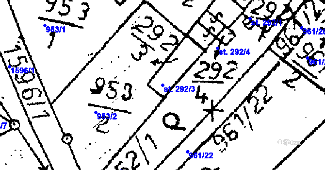 Parcela st. 292/3 v KÚ Zbraslavice, Katastrální mapa