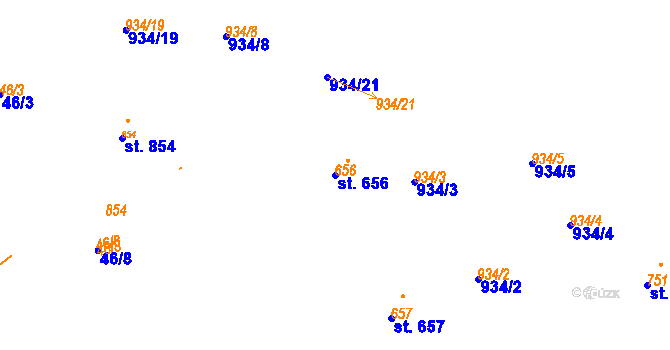 Parcela st. 656 v KÚ Zbraslavice, Katastrální mapa