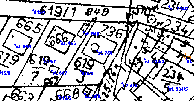 Parcela st. 736 v KÚ Zbraslavice, Katastrální mapa