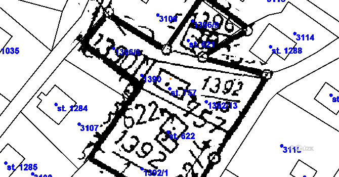 Parcela st. 757 v KÚ Zbraslavice, Katastrální mapa