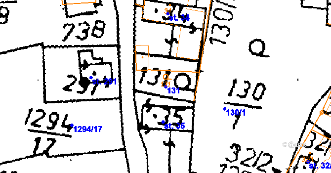Parcela st. 131 v KÚ Zbraslavice, Katastrální mapa