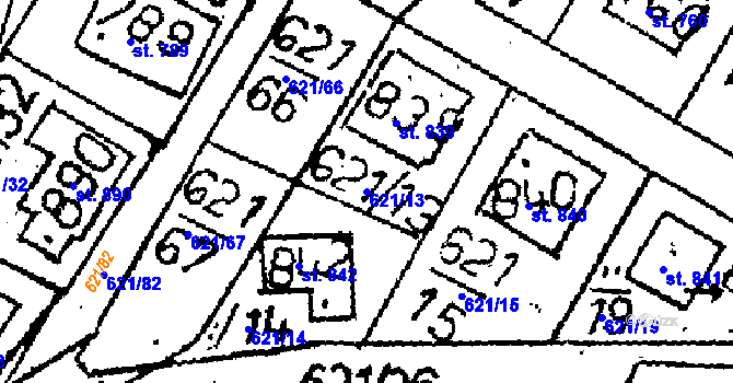 Parcela st. 621/13 v KÚ Zbraslavice, Katastrální mapa