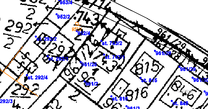 Parcela st. 743/1 v KÚ Zbraslavice, Katastrální mapa