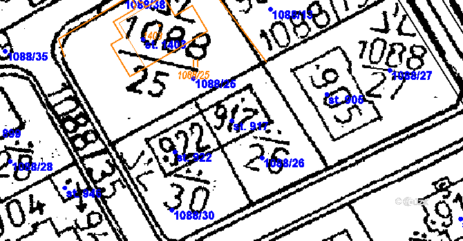 Parcela st. 917 v KÚ Zbraslavice, Katastrální mapa
