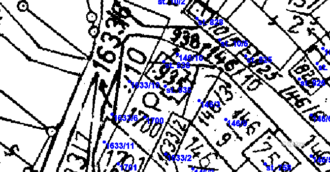 Parcela st. 935 v KÚ Zbraslavice, Katastrální mapa