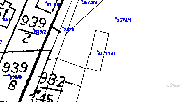 Parcela st. 1197 v KÚ Zbraslavice, Katastrální mapa