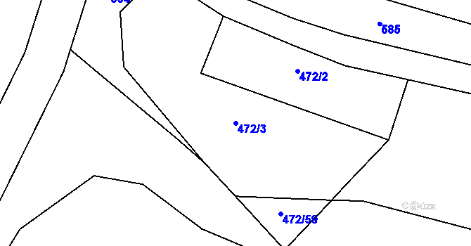 Parcela st. 472/3 v KÚ Hořany u Zbrašína, Katastrální mapa