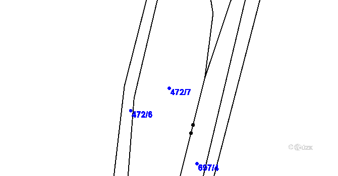 Parcela st. 472/7 v KÚ Hořany u Zbrašína, Katastrální mapa