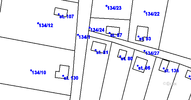 Parcela st. 81 v KÚ Senkov, Katastrální mapa