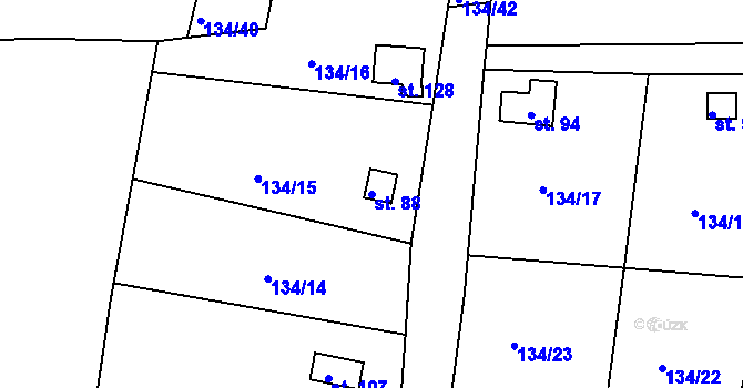 Parcela st. 88 v KÚ Senkov, Katastrální mapa