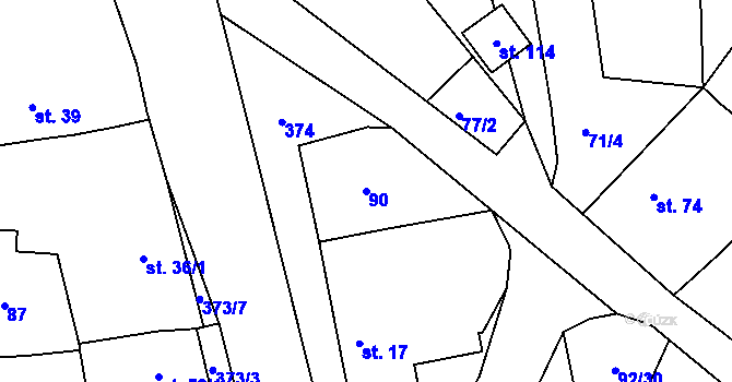 Parcela st. 90 v KÚ Senkov, Katastrální mapa