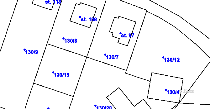 Parcela st. 130/7 v KÚ Senkov, Katastrální mapa