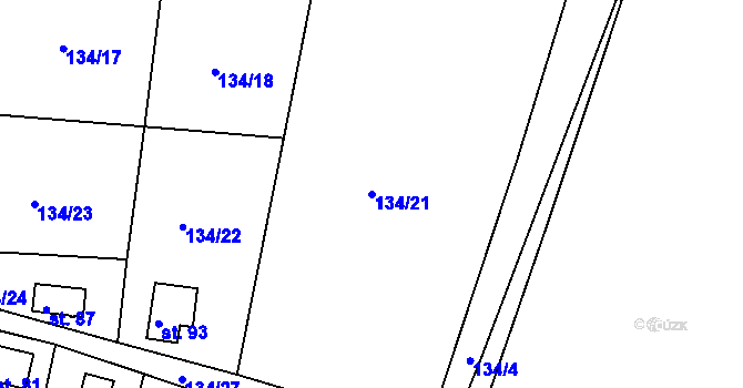 Parcela st. 134/21 v KÚ Senkov, Katastrální mapa