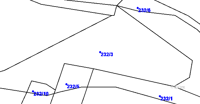 Parcela st. 232/3 v KÚ Senkov, Katastrální mapa