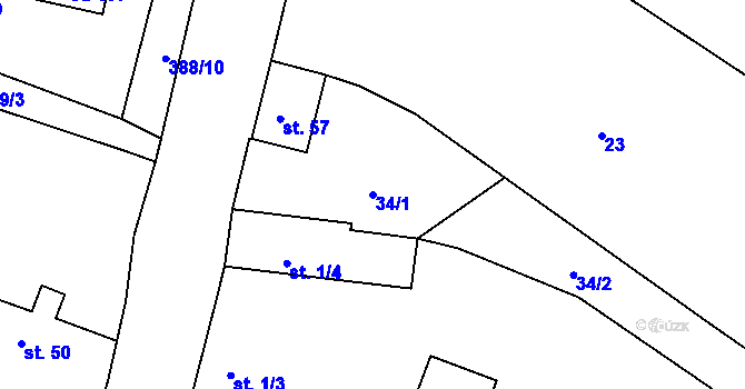Parcela st. 34/1 v KÚ Senkov, Katastrální mapa