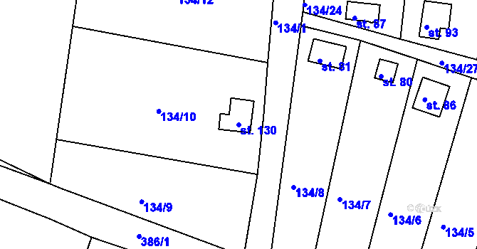 Parcela st. 130 v KÚ Senkov, Katastrální mapa