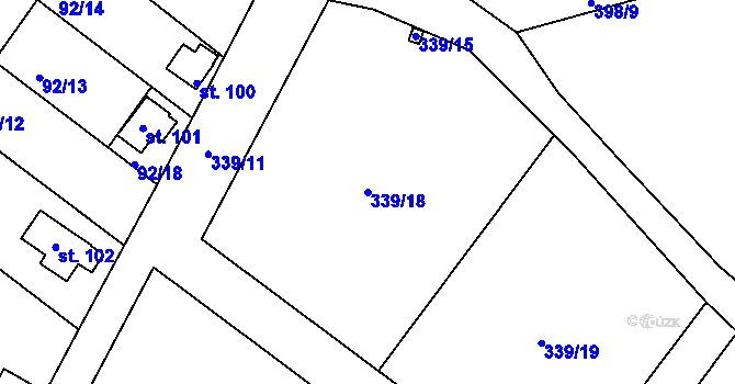 Parcela st. 339/18 v KÚ Senkov, Katastrální mapa