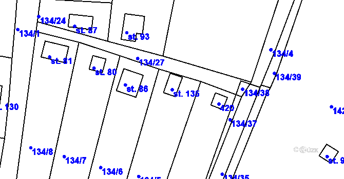 Parcela st. 135 v KÚ Senkov, Katastrální mapa