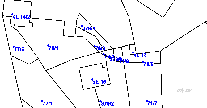 Parcela st. 76/4 v KÚ Senkov, Katastrální mapa