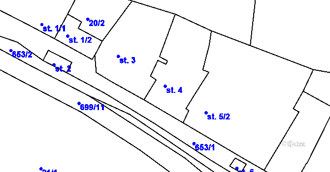 Parcela st. 4 v KÚ Zbrašín, Katastrální mapa