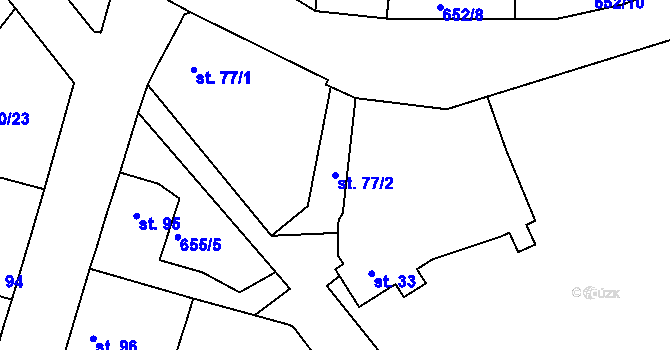 Parcela st. 77/2 v KÚ Zbrašín, Katastrální mapa