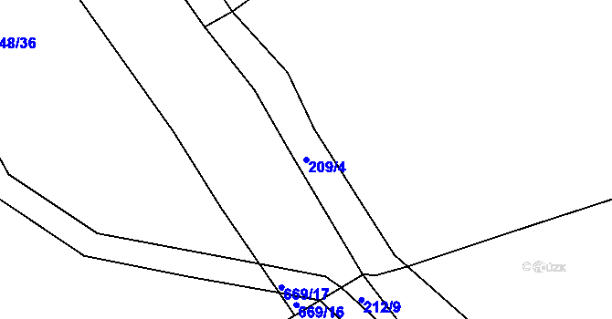 Parcela st. 209/4 v KÚ Zbrašín, Katastrální mapa