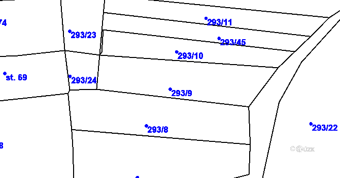 Parcela st. 293/9 v KÚ Zbrašín, Katastrální mapa
