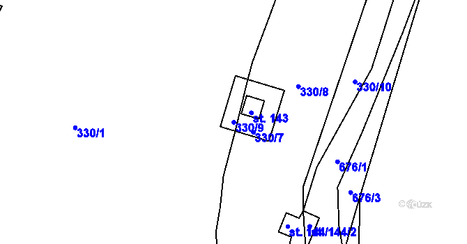 Parcela st. 330/9 v KÚ Zbrašín, Katastrální mapa