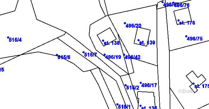 Parcela st. 496/19 v KÚ Zbrašín, Katastrální mapa
