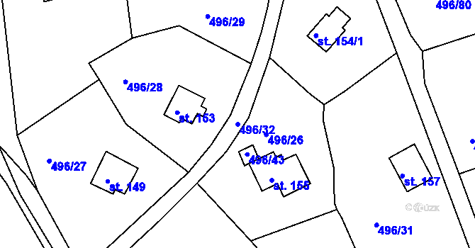 Parcela st. 496/32 v KÚ Zbrašín, Katastrální mapa