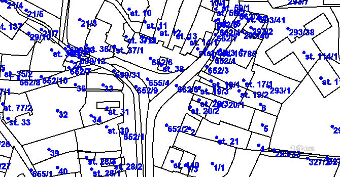 Parcela st. 662 v KÚ Zbrašín, Katastrální mapa
