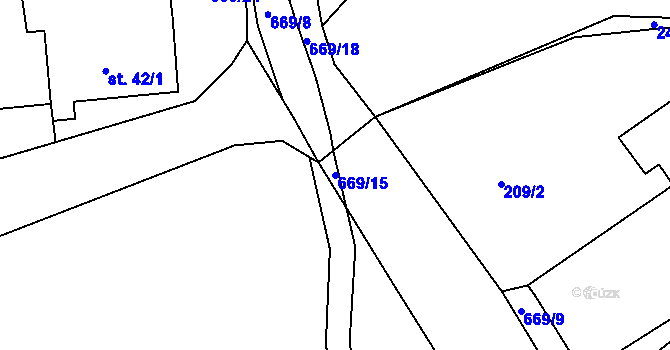 Parcela st. 669/15 v KÚ Zbrašín, Katastrální mapa