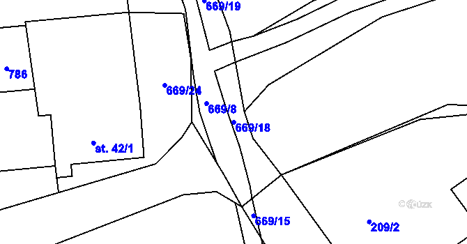Parcela st. 669/18 v KÚ Zbrašín, Katastrální mapa