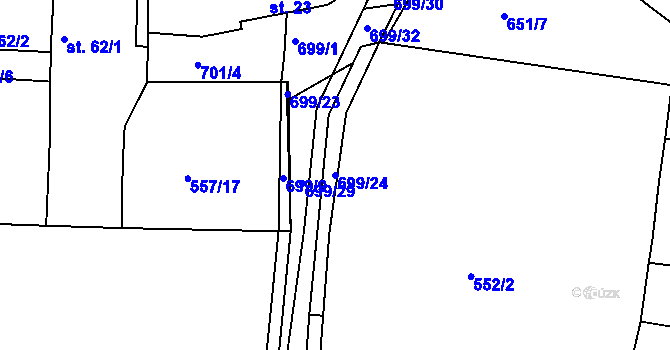 Parcela st. 699/24 v KÚ Zbrašín, Katastrální mapa