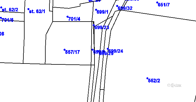 Parcela st. 699/29 v KÚ Zbrašín, Katastrální mapa
