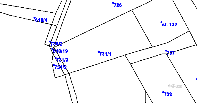 Parcela st. 731/1 v KÚ Zbrašín, Katastrální mapa