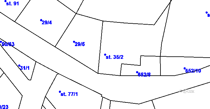 Parcela st. 35/2 v KÚ Zbrašín, Katastrální mapa