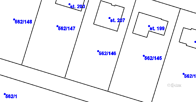 Parcela st. 562/146 v KÚ Zbrašín, Katastrální mapa