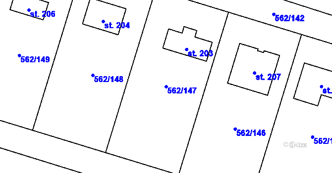 Parcela st. 562/147 v KÚ Zbrašín, Katastrální mapa