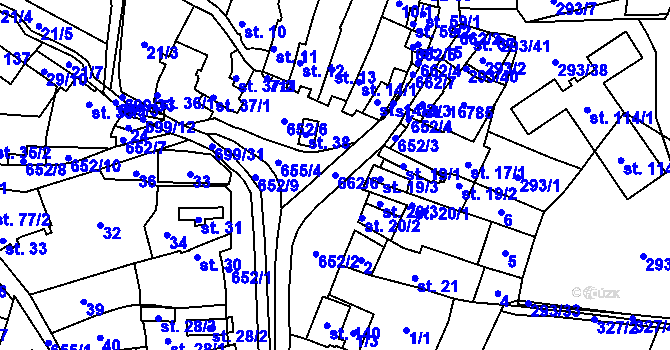 Parcela st. 662/6 v KÚ Zbrašín, Katastrální mapa