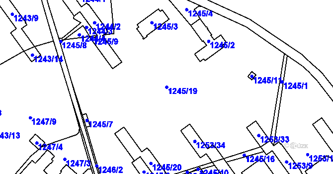 Parcela st. 1245/19 v KÚ Červený Újezd u Zbůchu, Katastrální mapa