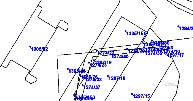 Parcela st. 1274/22 v KÚ Úherce u Nýřan, Katastrální mapa